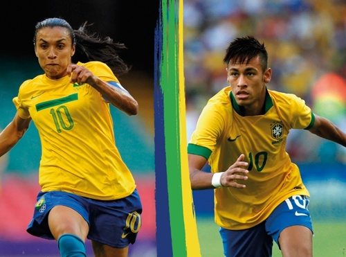 Abismo financeiro: entre Marta e Neymar, a igualdade está apenas no número da camisa. Foto: Reprodução